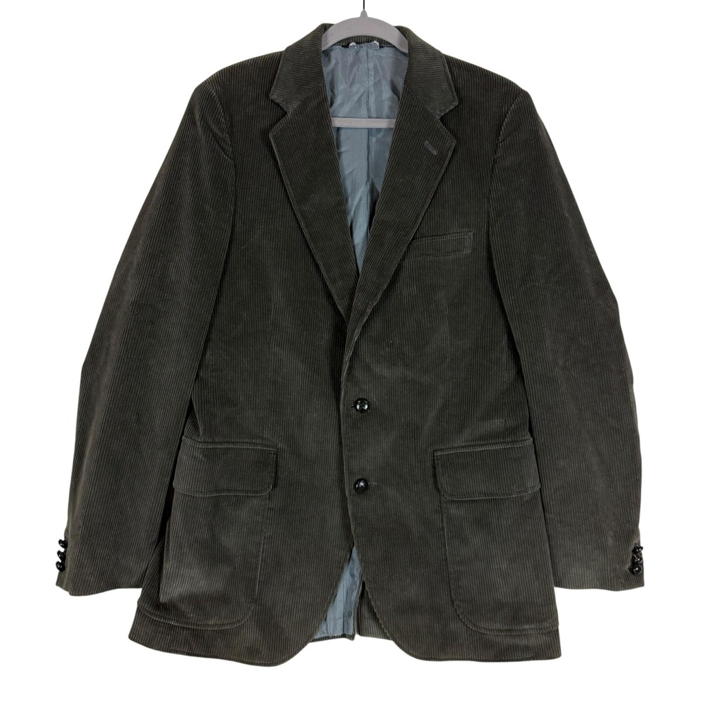Vintage Benchley Ltd Sport Coat Mens 40 L Green Corduroy Notch Lapel